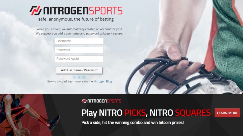 nitrogen bet with crypto sportsbook site